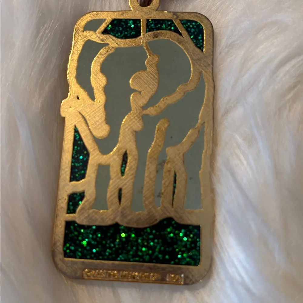 Elephant vintage Keychain with Green Background